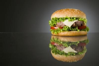 Image de publicité d'un hamburger.